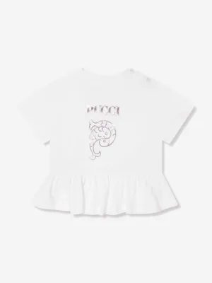 Pucci Baby Girls Peplum T-Shirt in White