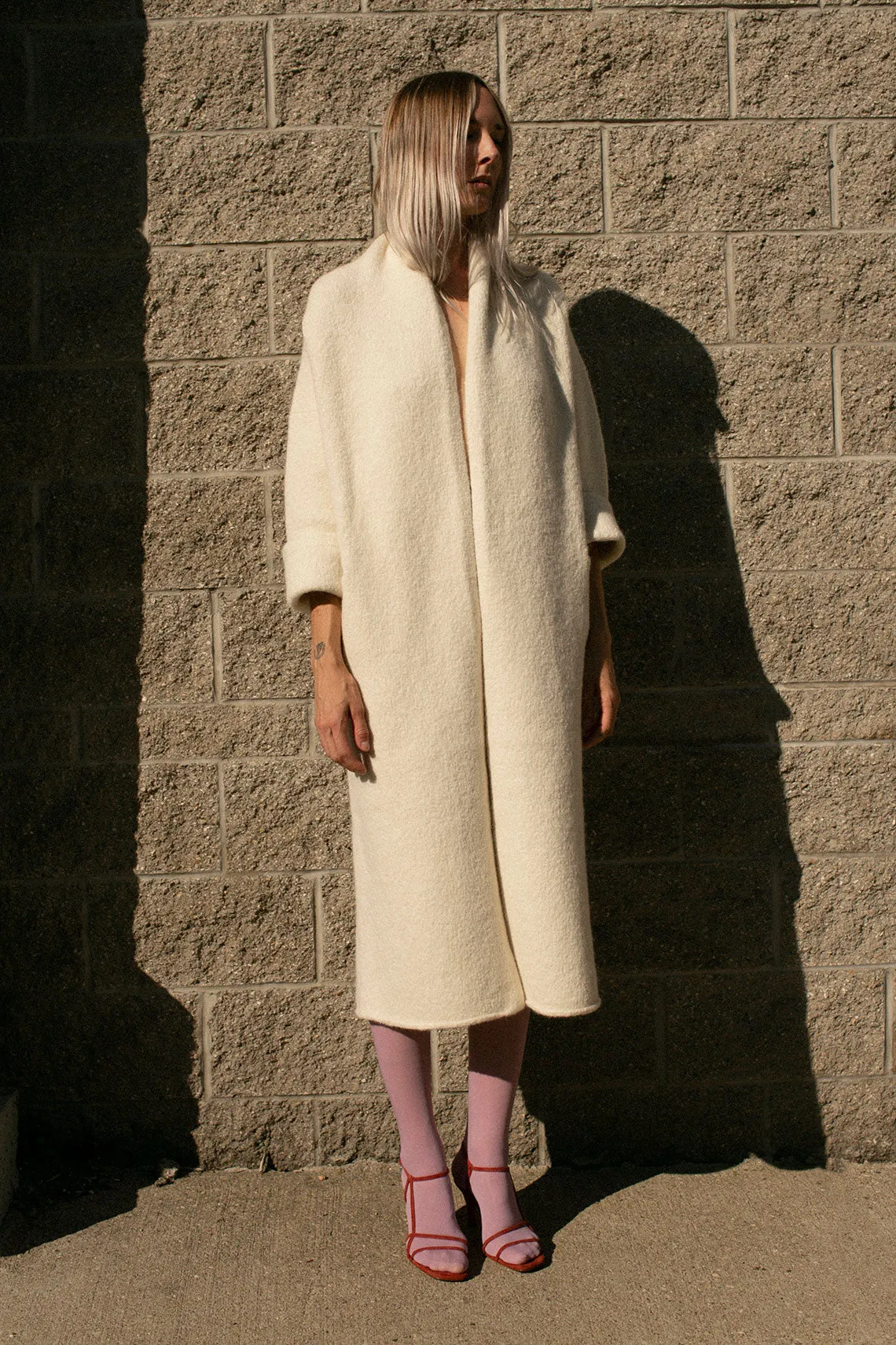 Raw White Long Shawl Cardigan