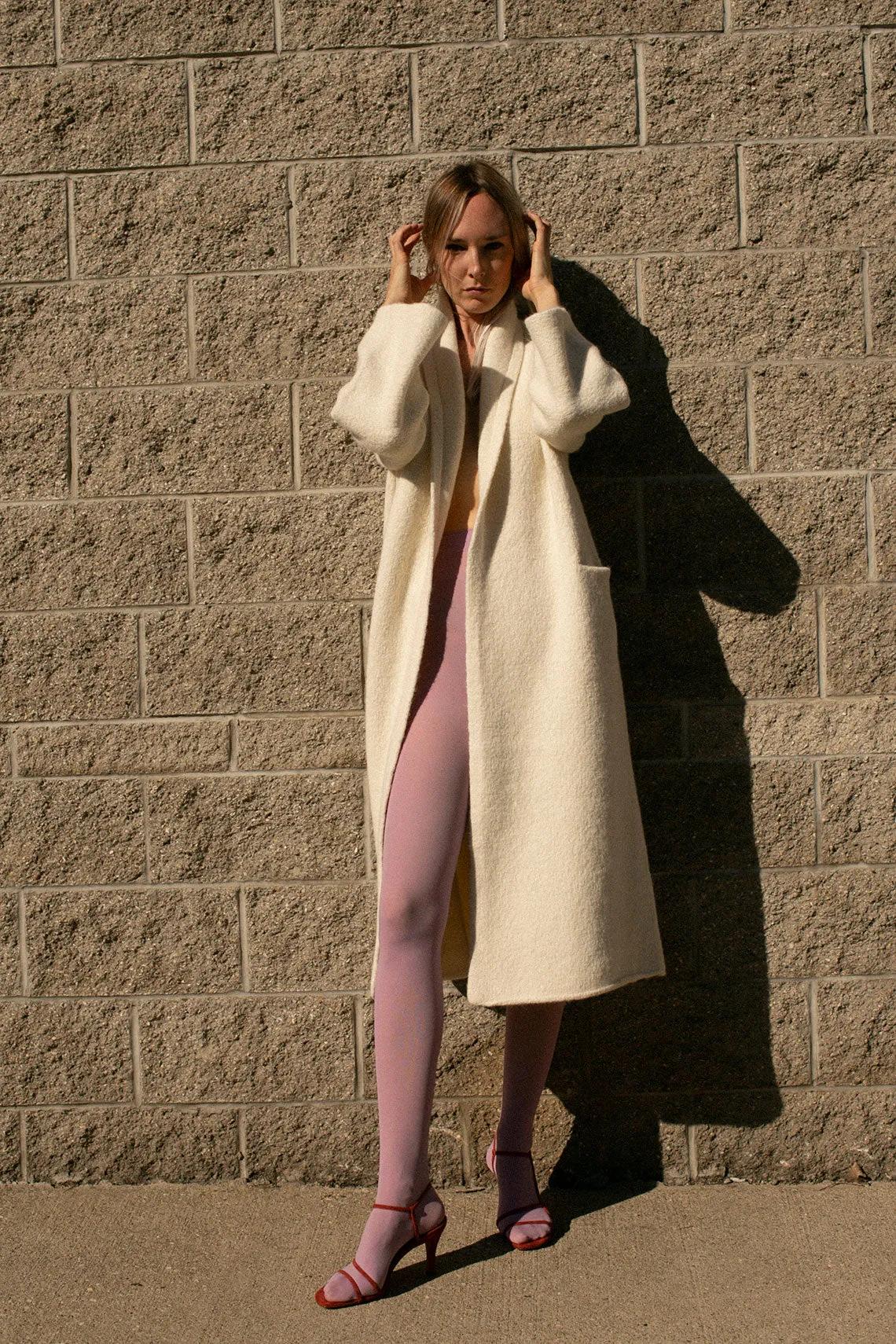 Raw White Long Shawl Cardigan