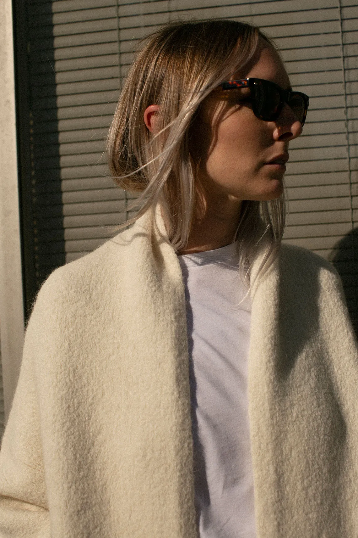 Raw White Long Shawl Cardigan