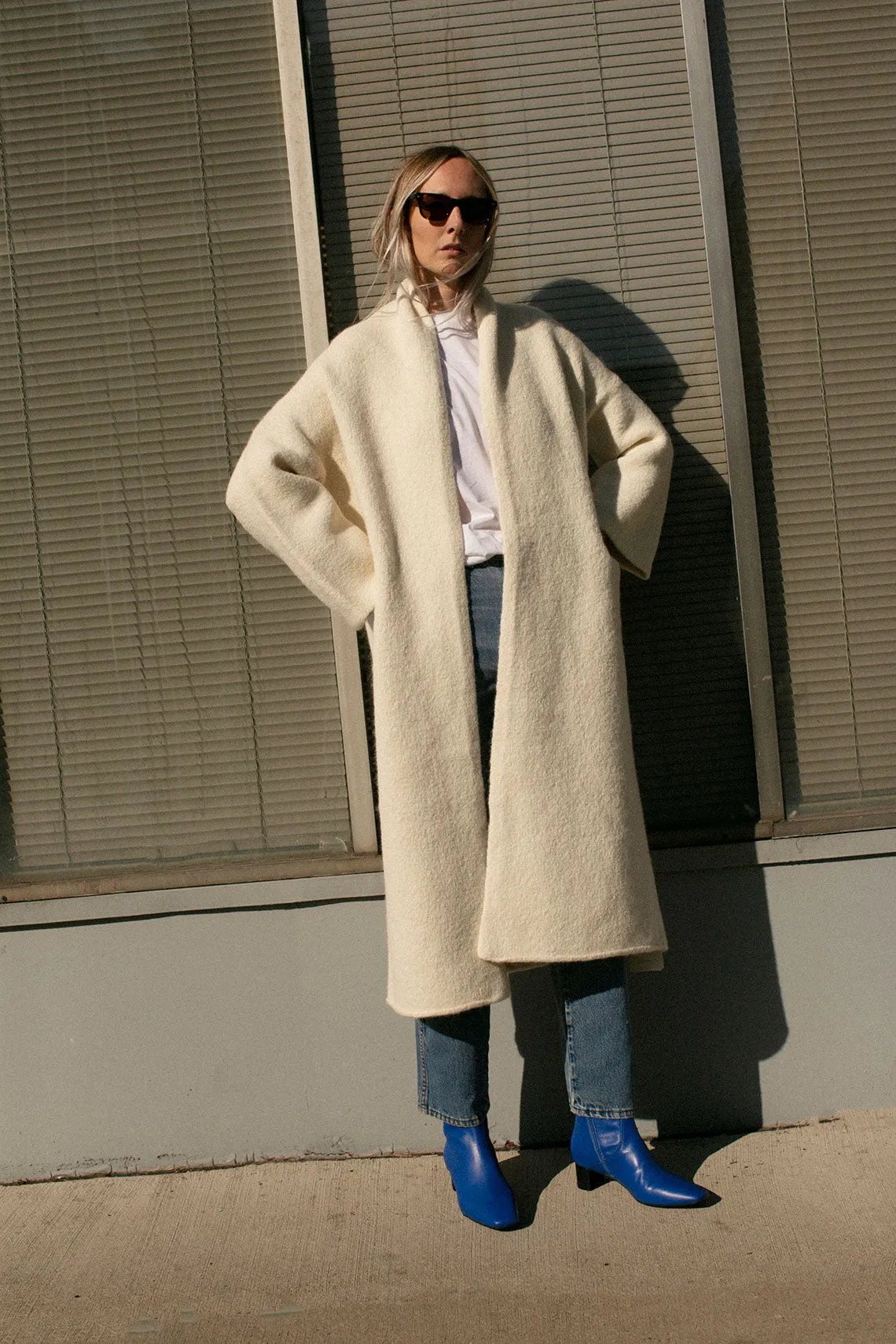 Raw White Long Shawl Cardigan