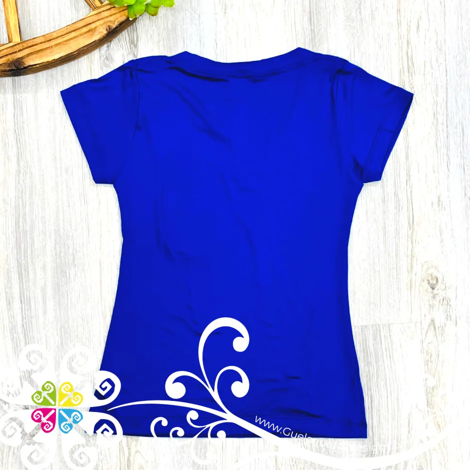 Royal Blue Embroider Women Tee - Pocket Embroider