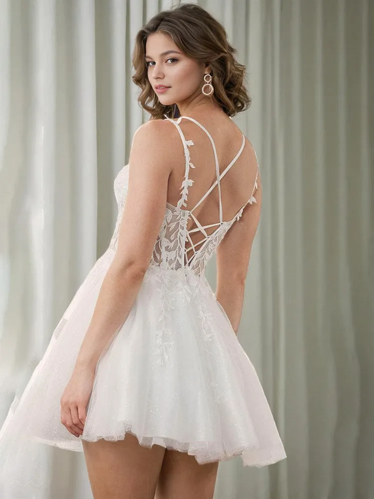 See-through Sweetheart Spaghetti Straps Homecoming Dresses