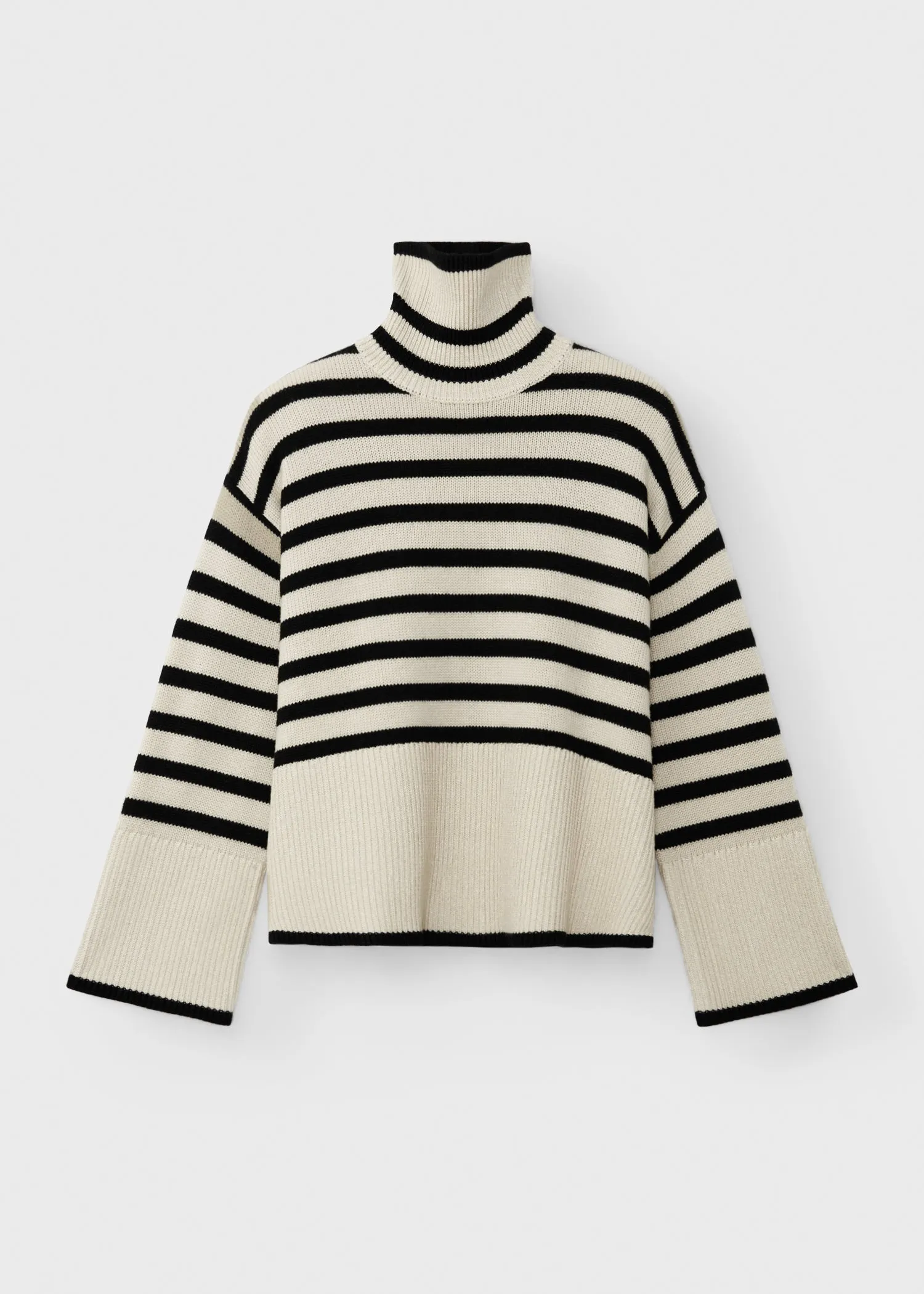 Signature stripe turtleneck light sand