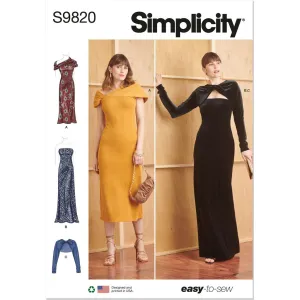 Simplicity Sewing Pattern S9820 Misses' Knit Dresses and Shrug