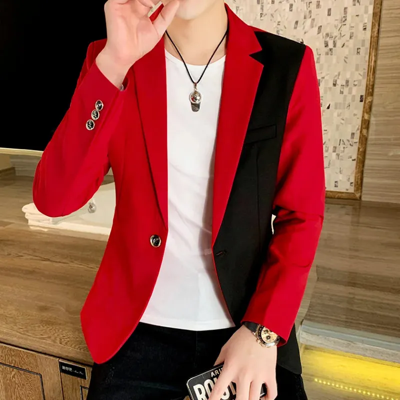 Slim Fit Casual Colorblock Men Blazers