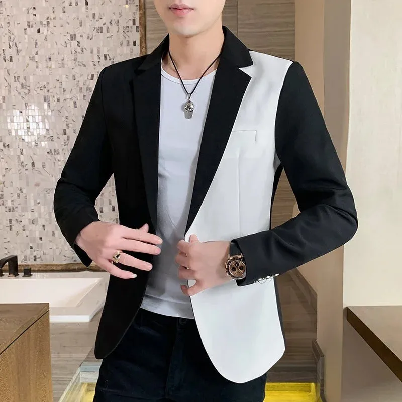 Slim Fit Casual Colorblock Men Blazers