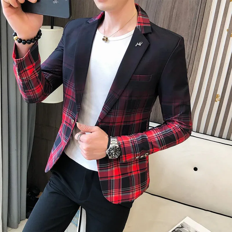 Slim Fit Casual Colorblock Men Blazers