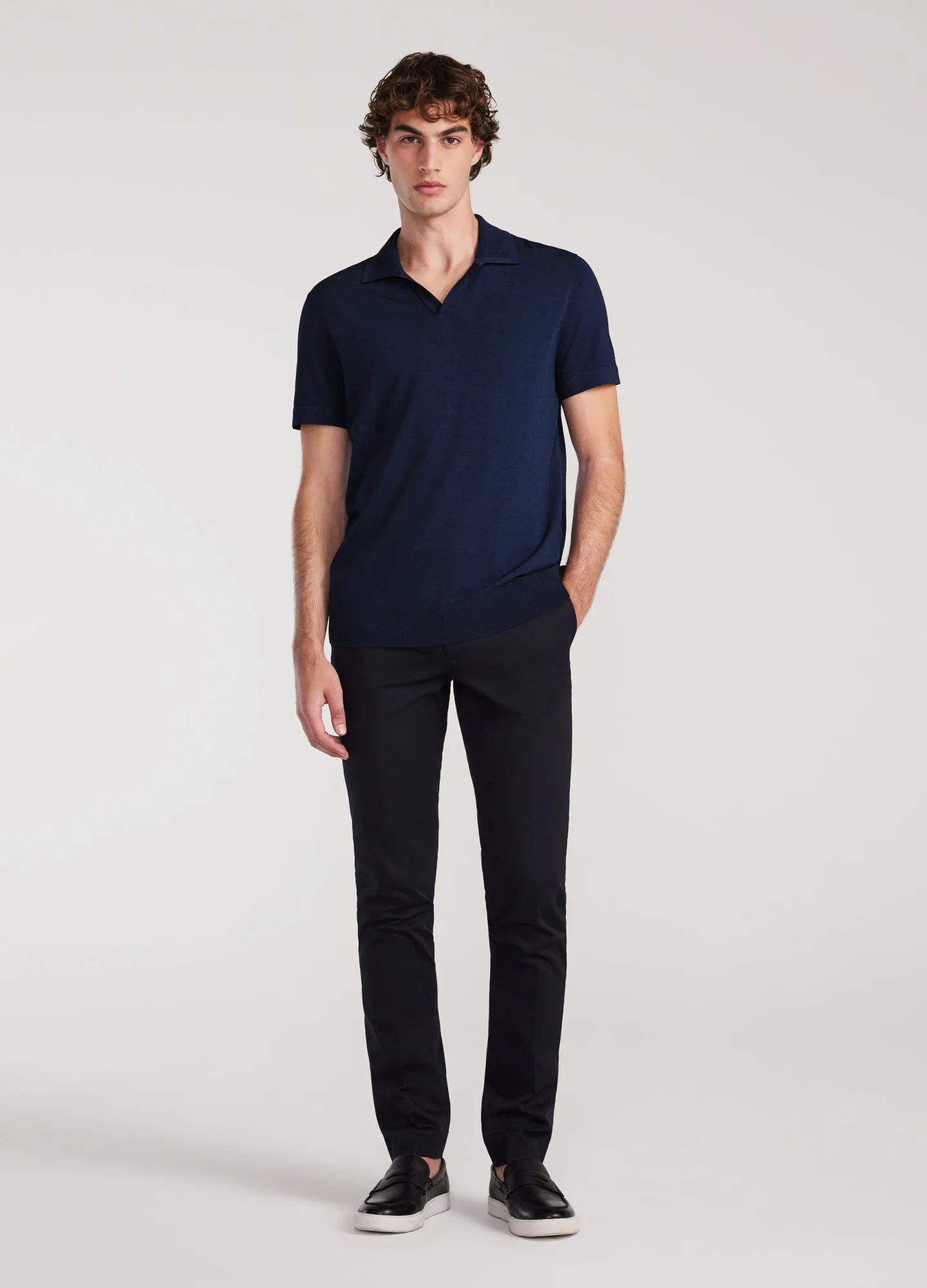 Slim Stretch Mercerised Cotton Pants Navy Dark