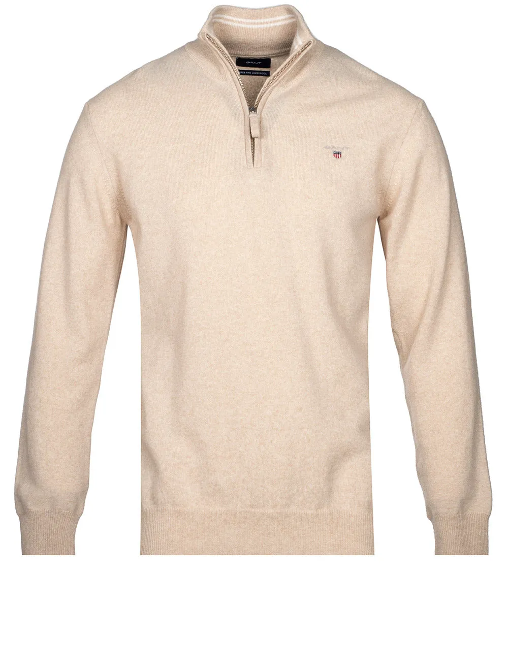 Super Fine Lambswool Half-Zip Sweater Dark Sand Melange