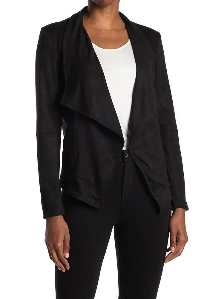 Trend4us Women's Chic Faux Suede Draped Collar Jacket