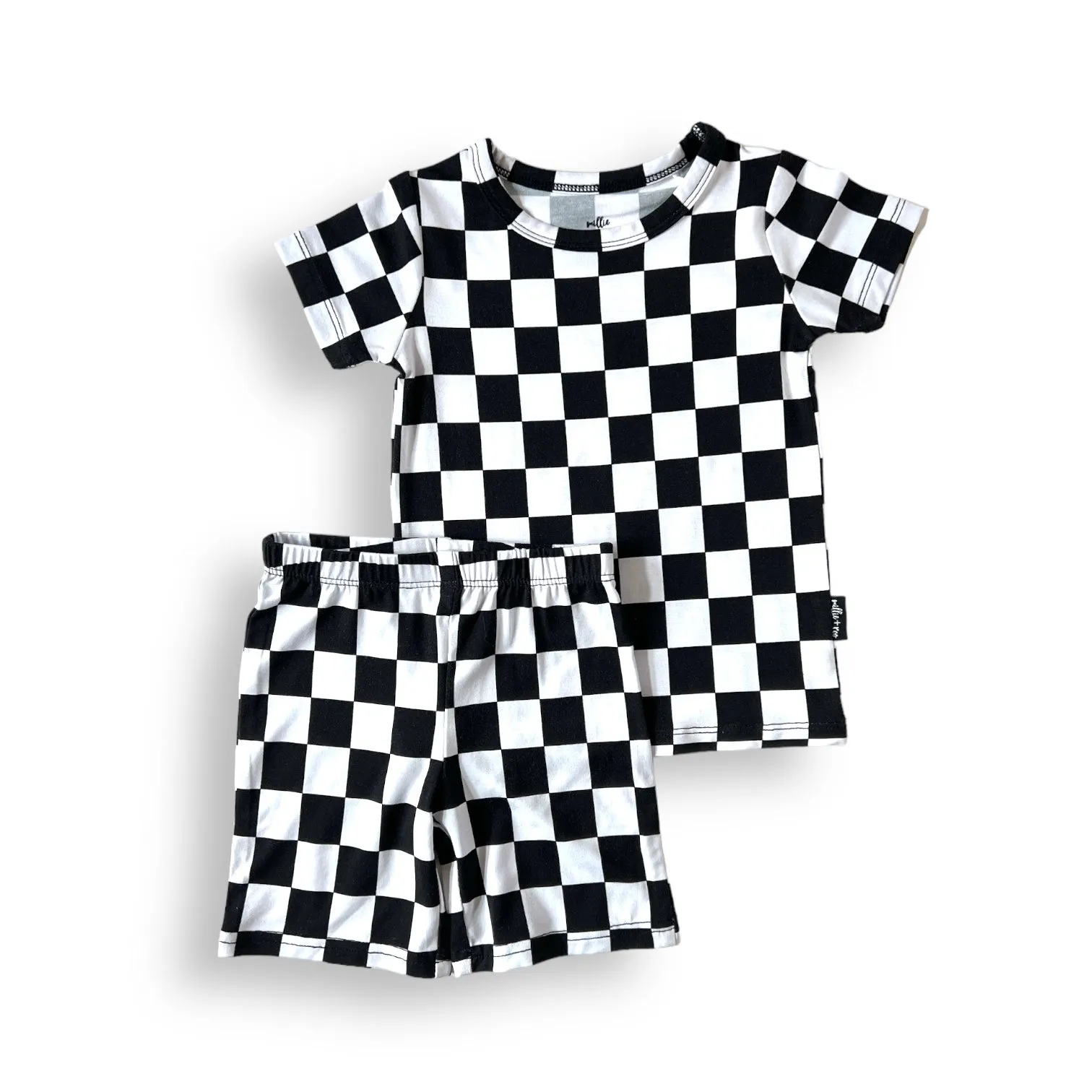 TWO PIECE SHORTIE SET- B W Check