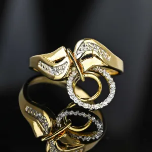 Vintage Gold Bypass Diamond Infinity Circle Charm Ring