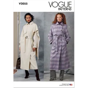 Vogue Pattern V2055 Misses' Trench Coats and Belt